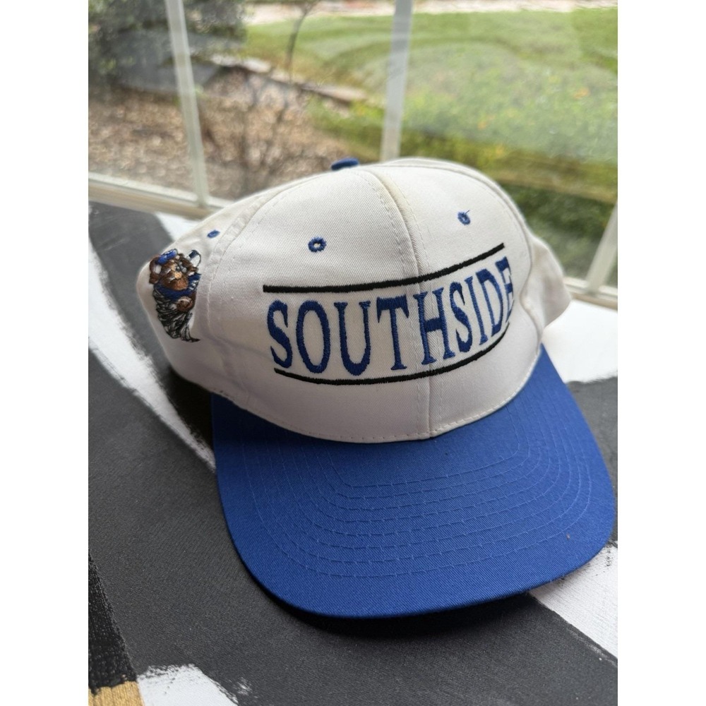 Taz Tasmanian Devil Southside Blue Devils Snapback Hat 90s White Nissin Cap VTG